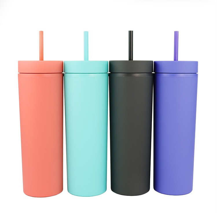 स्ट्रॉ के साथ 22oz डबल वॉल प्लास्टिक कप